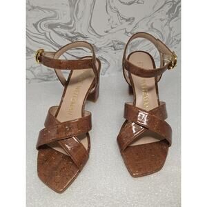 Stuart Weitzman Analeigh 75mm Cappuccino Cork Sandal Heels Size 6.5